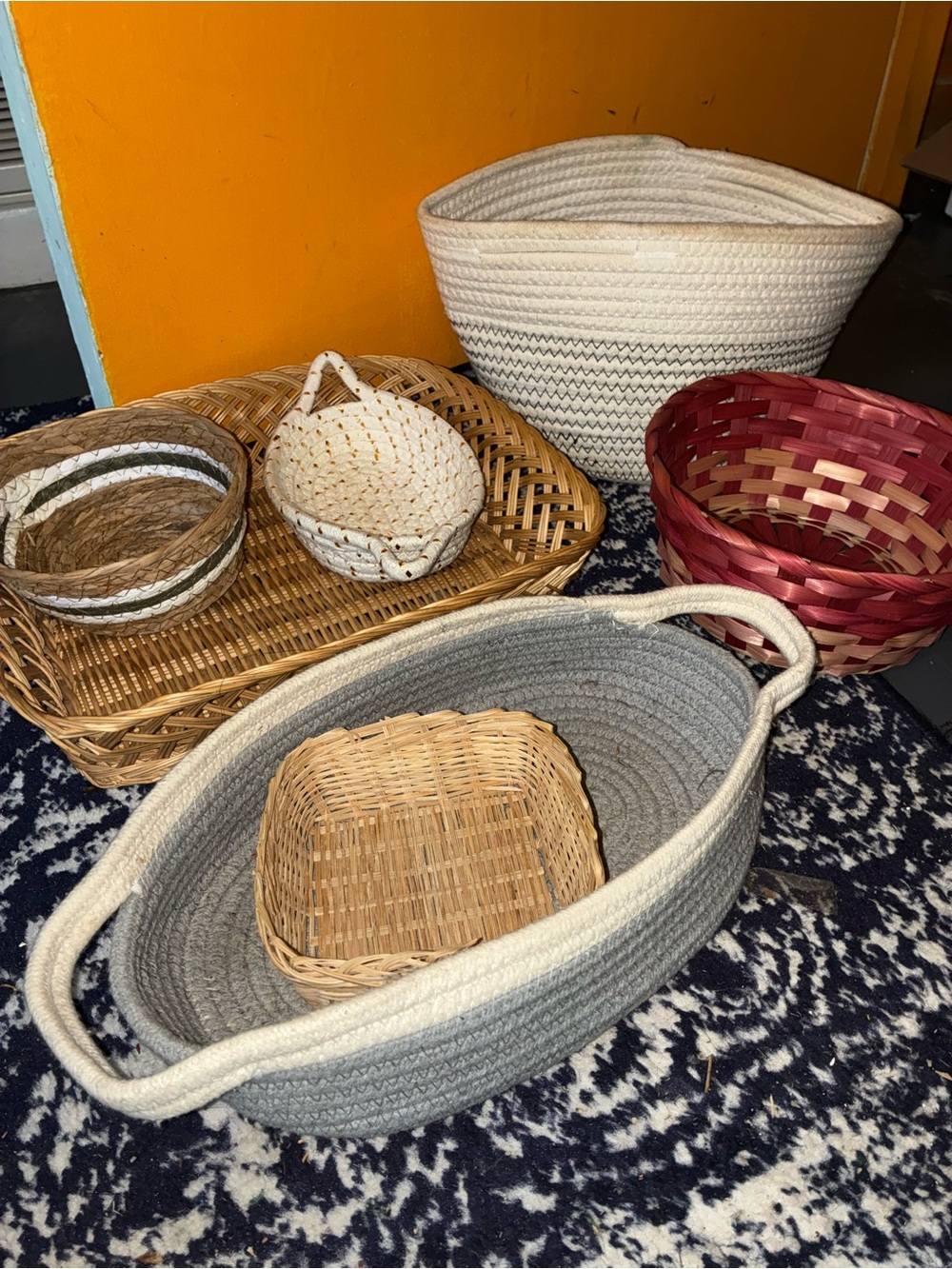 Handwoven Decorative Wicker & Rope Storage Baskets